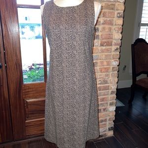 TAlbots Size Small Women's Shift Knee Length Dress Sleeveless Black Tan Pull On